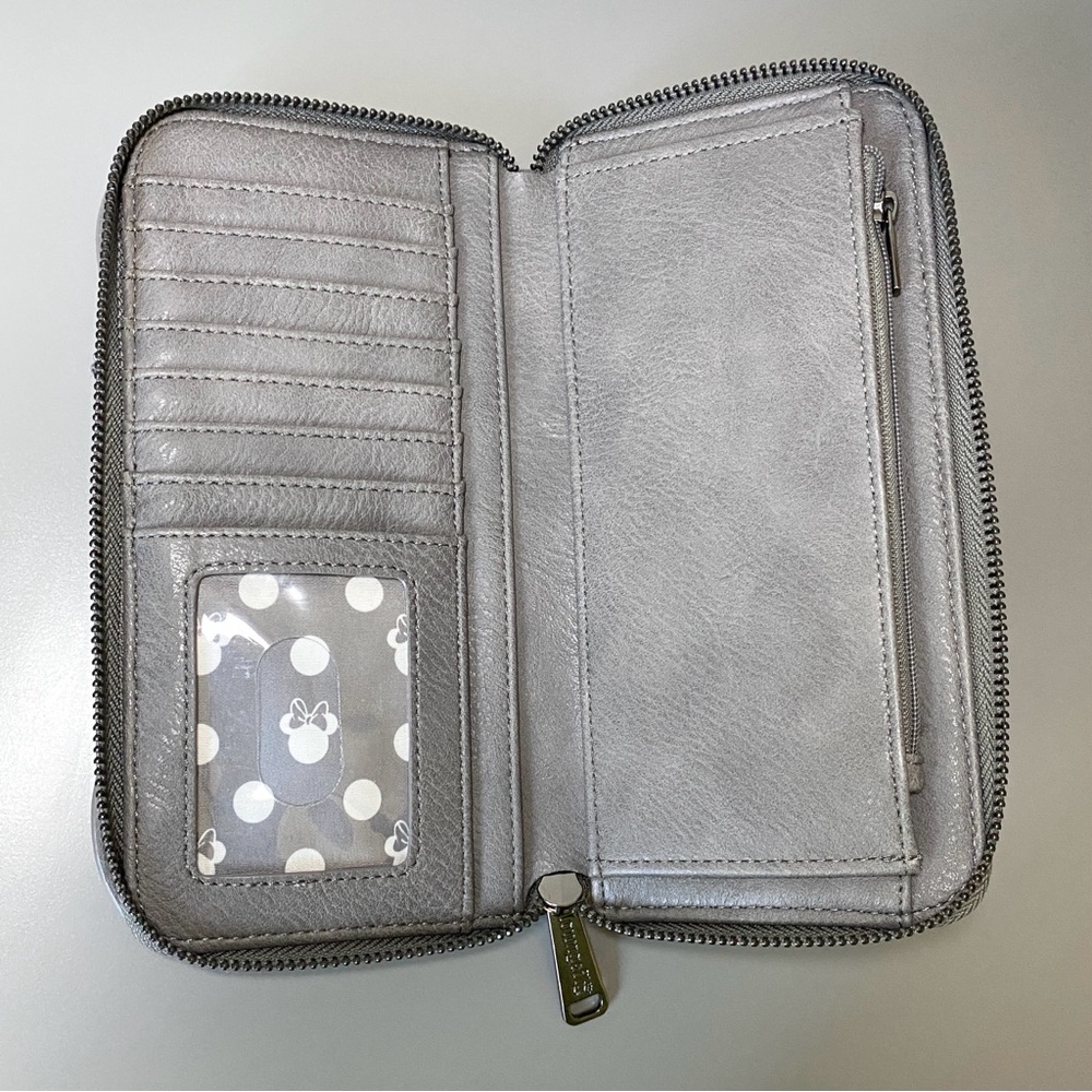 LOUNGEFLY DISNEY Gray Minnie Mouse Wallet with Sequin Bow - Picture 3 of 7